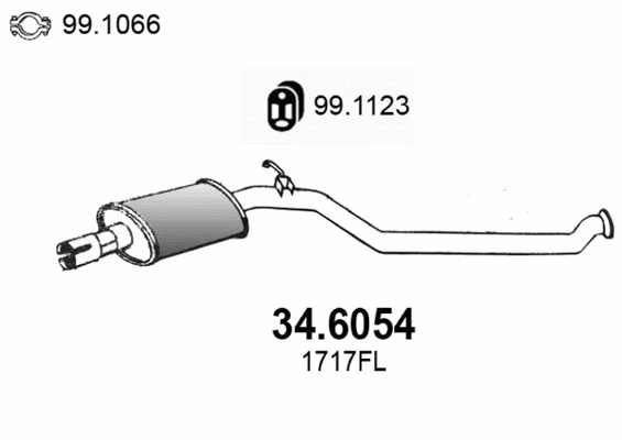 34.6054 ASSO Средний глушитель выхлопных газов (фото 1)