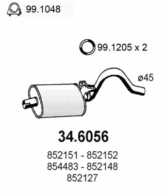 34.6056 ASSO Средний глушитель выхлопных газов (фото 1)