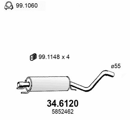 34.6120 ASSO Средний глушитель выхлопных газов (фото 1)