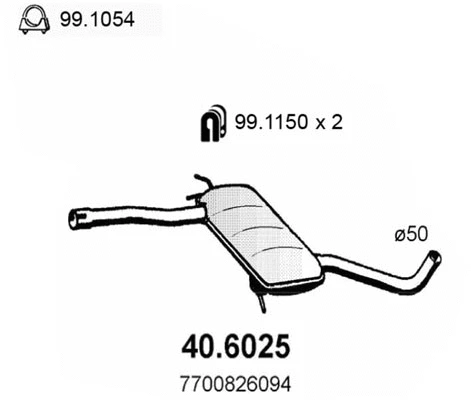 40.6025 ASSO Средний глушитель выхлопных газов (фото 1)