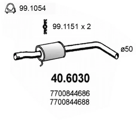 40.6030 ASSO Средний глушитель выхлопных газов (фото 1)