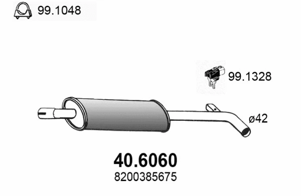 40.6060 ASSO Средний глушитель выхлопных газов (фото 1)