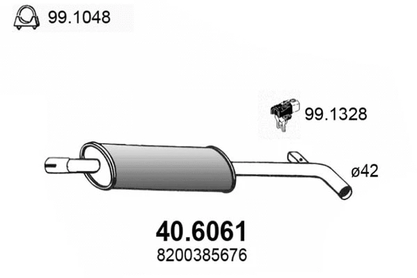 40.6061 ASSO Средний глушитель выхлопных газов (фото 1)