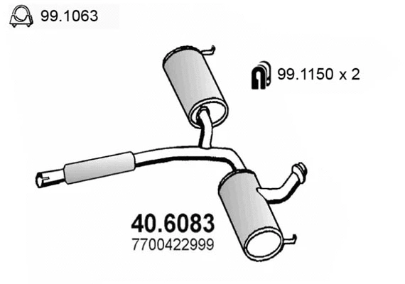 40.6083 ASSO Средний глушитель выхлопных газов (фото 1)