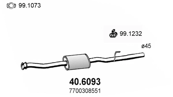 40.6093 ASSO Средний глушитель выхлопных газов (фото 1)