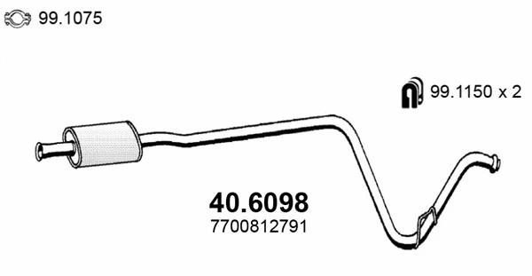 40.6098 ASSO Средний глушитель выхлопных газов (фото 1)