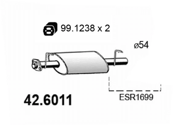 42.6011 ASSO Средний глушитель выхлопных газов (фото 1)