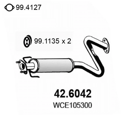 42.6042 ASSO Средний глушитель выхлопных газов (фото 1)