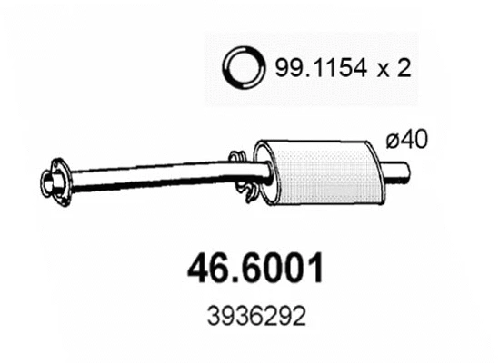 46.6001 ASSO Средний глушитель выхлопных газов (фото 1)