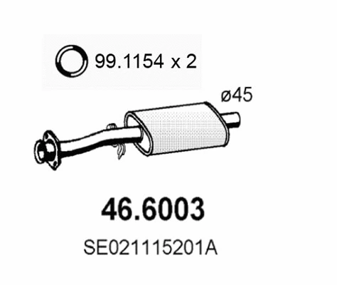 46.6003 ASSO Средний глушитель выхлопных газов (фото 1)