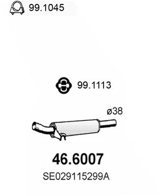 46.6007 ASSO Средний глушитель выхлопных газов (фото 1)