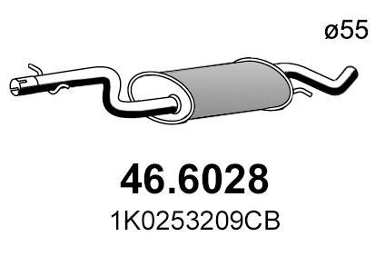 46.6028 ASSO Средний глушитель выхлопных газов (фото 1)