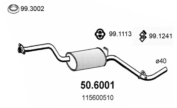 50.6001 ASSO Средний глушитель выхлопных газов (фото 1)