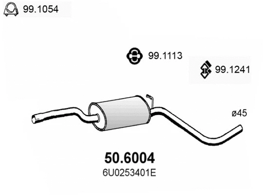50.6004 ASSO Средний глушитель выхлопных газов (фото 1)