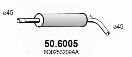 50.6005 ASSO Средний глушитель выхлопных газов (фото 1)