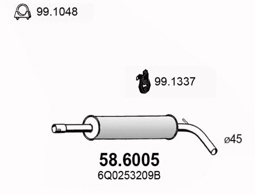 58.6005 ASSO Средний глушитель выхлопных газов (фото 1)