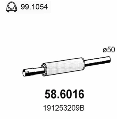 58.6016 ASSO Средний глушитель выхлопных газов (фото 1)