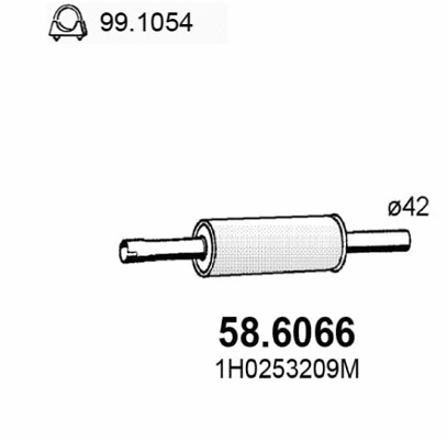 58.6066 ASSO Средний глушитель выхлопных газов (фото 1)