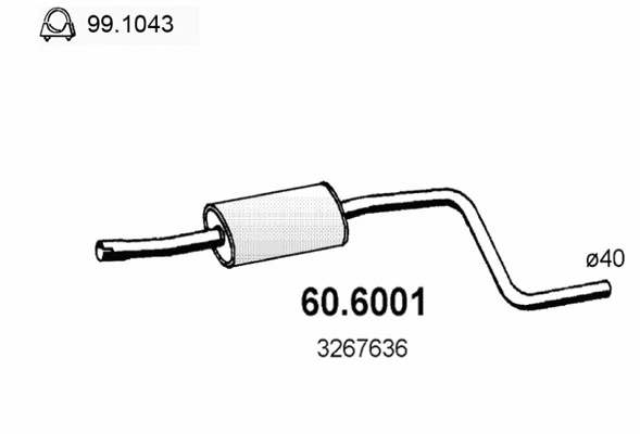 60.6001 ASSO Средний глушитель выхлопных газов (фото 1)