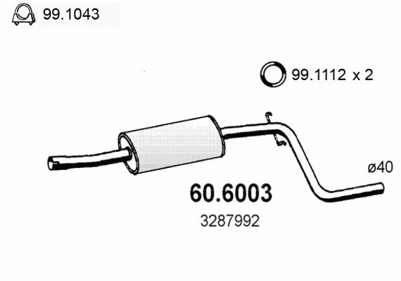 60.6003 ASSO Средний глушитель выхлопных газов (фото 1)