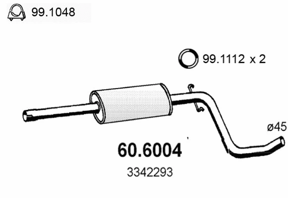 60.6004 ASSO Средний глушитель выхлопных газов (фото 1)