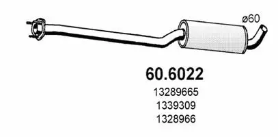 60.6022 ASSO Средний глушитель выхлопных газов (фото 1)