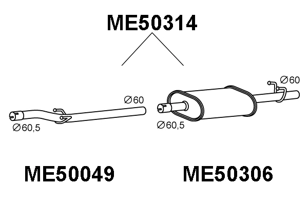 ME50314 VENEPORTE Средний глушитель выхлопных газов (фото 1)