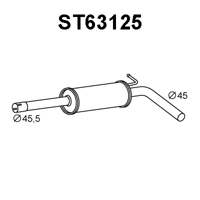 ST63125 VENEPORTE Средний глушитель выхлопных газов (фото 1)