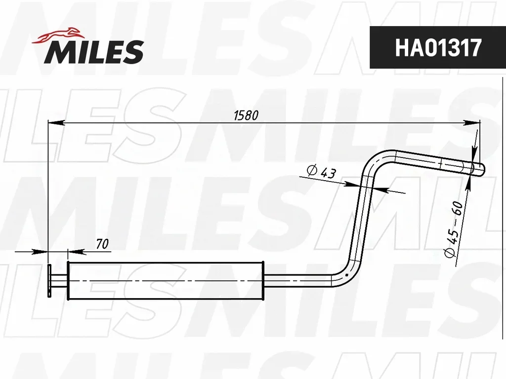 HA01317 MILES Средний глушитель выхлопных газов (фото 1)