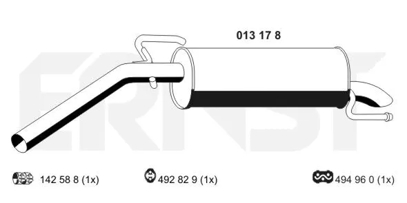 013178 ERNST Глушитель выхлопных газов конечный (фото 1)