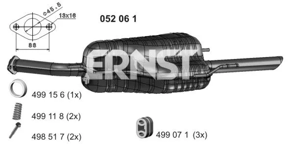 052061 ERNST Глушитель выхлопных газов конечный (фото 1)