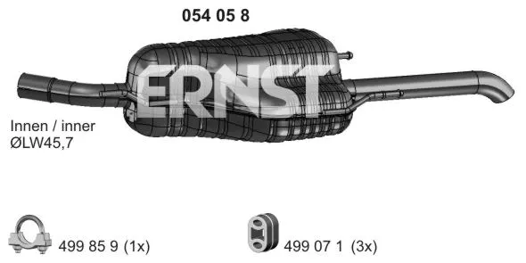 054058 ERNST Глушитель выхлопных газов конечный (фото 1)