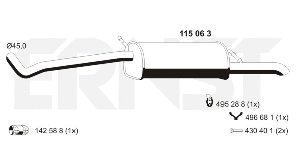 115063 ERNST Глушитель выхлопных газов конечный (фото 1)