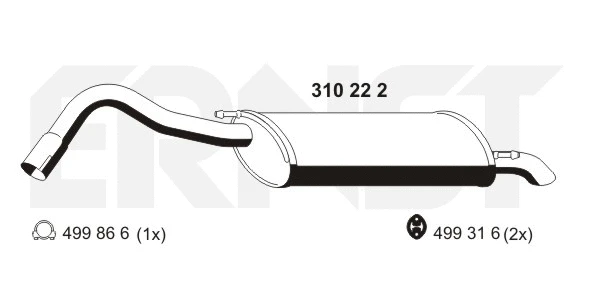 310222 ERNST Глушитель выхлопных газов конечный (фото 1)