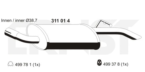 311014 ERNST Глушитель выхлопных газов конечный (фото 1)