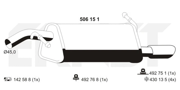 506151 ERNST Глушитель выхлопных газов конечный (фото 1)