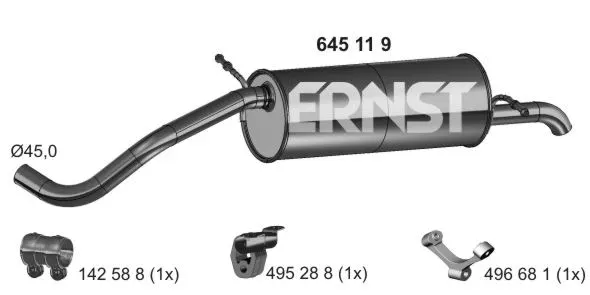 645119 ERNST Глушитель выхлопных газов конечный (фото 1)
