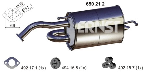 650212 ERNST Глушитель выхлопных газов конечный (фото 1)