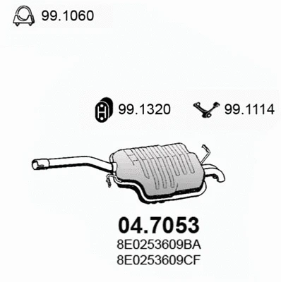 04.7053 ASSO Глушитель выхлопных газов конечный (фото 1)