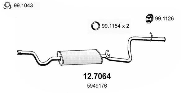 12.7064 ASSO Глушитель выхлопных газов конечный (фото 1)