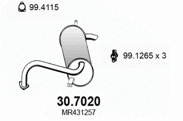 30.7020 ASSO Глушитель выхлопных газов конечный (фото 1)