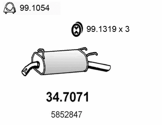 34.7071 ASSO Глушитель выхлопных газов конечный (фото 1)