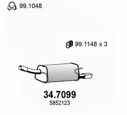 34.7099 ASSO Глушитель выхлопных газов конечный (фото 1)