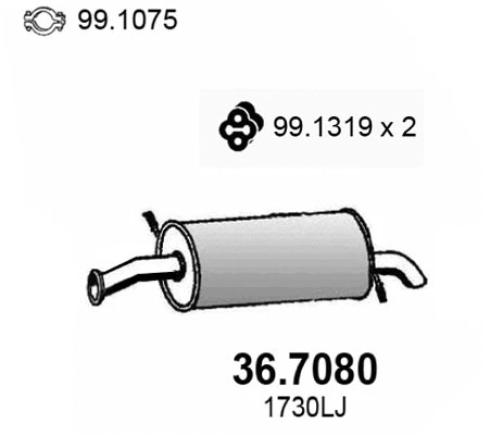 36.7080 ASSO Глушитель выхлопных газов конечный (фото 1)