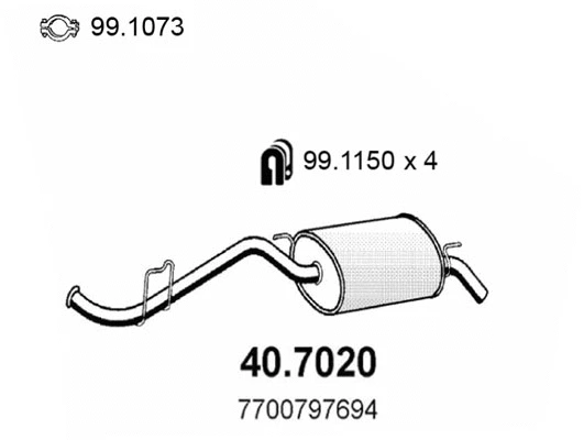 40.7020 ASSO Глушитель выхлопных газов конечный (фото 1)