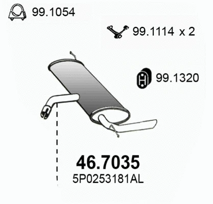 46.7035 ASSO Глушитель выхлопных газов конечный (фото 1)