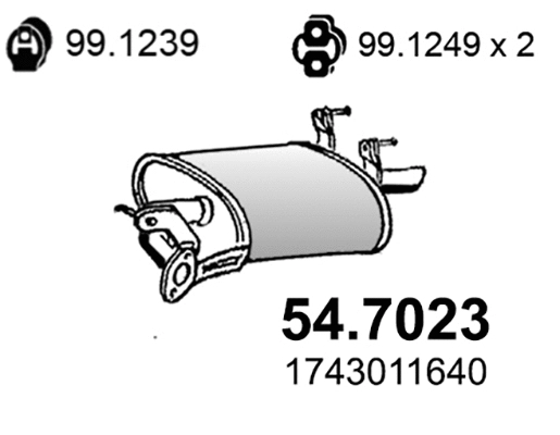 54.7023 ASSO Глушитель выхлопных газов конечный (фото 1)