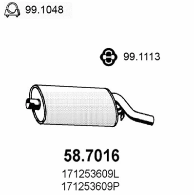 58.7016 ASSO Глушитель выхлопных газов конечный (фото 1)