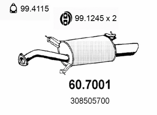 60.7001 ASSO Глушитель выхлопных газов конечный (фото 1)