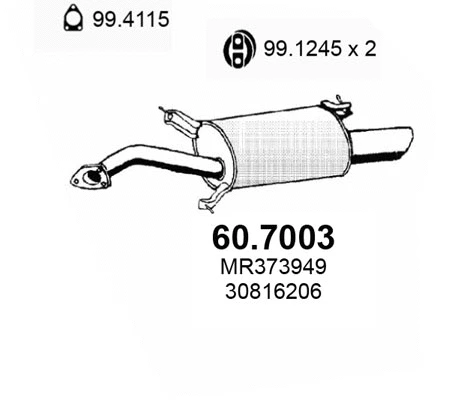 60.7003 ASSO Глушитель выхлопных газов конечный (фото 1)